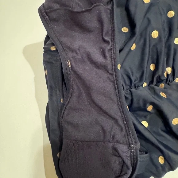Boden Amalfi Navy Blue Gold Polka Dots One Piece Bandeau Swimsuit Mod Sz 4R - Picture 5 of 7